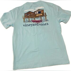 Vineyard Vines Light Blue Short-Sleeve Tee with Harbor Graphic